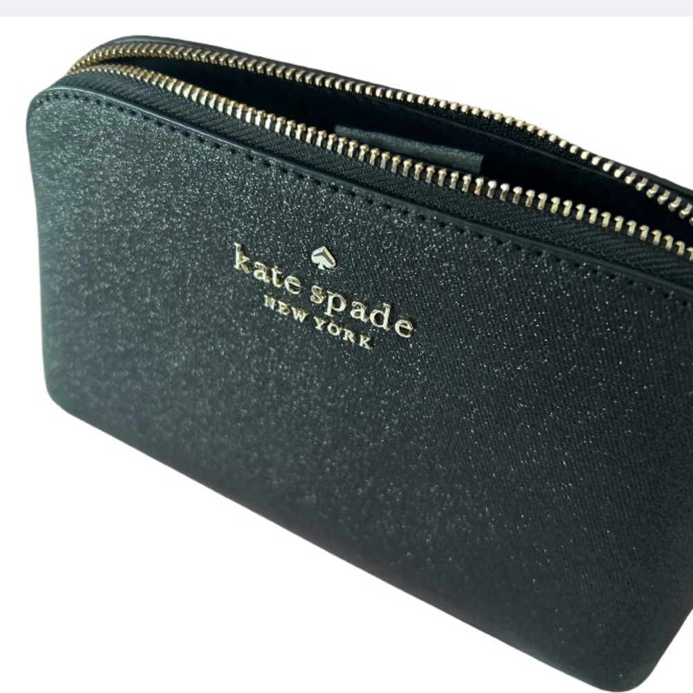 Kate Spade Tinsel Glitter Black Cosmetic Bag New With Tags - Picture 4 of 12